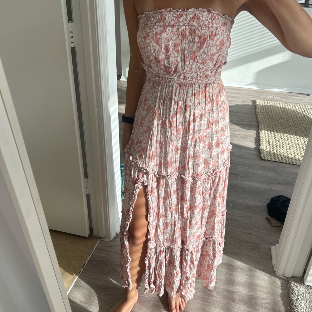 Pink Strapless Maxi Dress